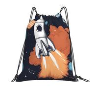 Rocket In Space Unisex Pe Bag Durable Swimming Bags Lightweight Drawstring Bag For Yoga Swim Travel