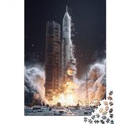 Rocket Launch Explosion 1000-Piece Jigsaw Puzzle for Adults, 70x50cm/1000pcs, Low-dust White Pieces for Sorting; Tabletop Entertainment at Home