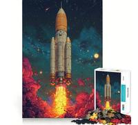 Rocket Launch Into Space Jigsaw Puzzles 1000 Piece for Teenagers Pure Logic Toy Gentle Relax Clean Cut Fine Art Piece (38x52cm)