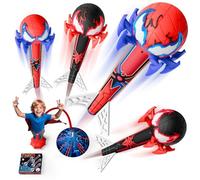 Rocket Launcher for Kids, 4 Spider Rockets with Web Air Pump, Kids Outdoor Garden Spider Toys Game Gifts Birthday Present for 3 4 5 6 7 8 9 10 Year Old Boys Kids Toddlers Toys Age 3 4 5 6 7 8 9 10 12