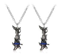 Rocket Launcher Necklace Anime Arcane Cannon Shark Bone Cannon Metal Anime Cosplay Fan Collection Gift Alloy Weapon Model Pendant (Two necklaces)