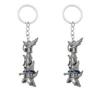Rocket Launcher Necklace Anime Arcane Cannon Shark Bone Cannon Metal Anime Cosplay Fan Collection Gift Alloy Weapon Model Pendant (Two keychains)