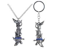 Rocket Launcher Necklace Anime Arcane Cannon Shark Bone Cannon Metal Anime Cosplay Fan Collection Gift Alloy Weapon Model Pendant (Necklace and keychain)