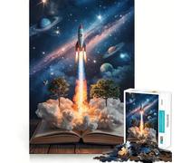 Rocket Launching from Open Book to Space 1000 Piece Jigsaw Puzzle for Teenagers Intellect Toy Mental Relax Quality Cut (38x52cm)