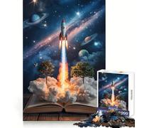 Rocket Launching from Open Book to Space 1000 Piece Jigsaw Puzzle for Teenagers Intellect Toy Mental Relax Quality Cut (38x52cm)