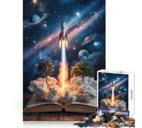Rocket Launching from Open Book to Space Teenagers 1000 Piece Jigsaw Puzzle Logic Boost Toy Indoor Fun Premium Edge Memorable Gift (50x75cm)