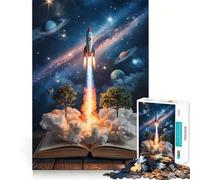 Rocket Launching from Open Book to Space Teenagers 1000 Piece Jigsaw Puzzle Logic Boost Toy Indoor Fun Premium Edge Memorable Gift (50x75cm)