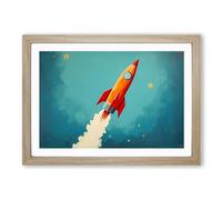 Rocket Minimalism Framed Print | A2 Oak Framed Wall Art | Ready to Hang | Minimalist Nature Picture | Living Room Bedroom Lounge Office