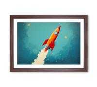 Rocket Minimalism Framed Print | A2 Walnut Framed Wall Art | Ready to Hang | Minimalist Nature Picture | Living Room Bedroom Lounge Office