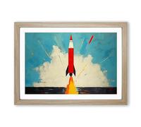 Rocket Minimalism No.2 Framed Print | A2 Oak Framed Wall Art | Ready to Hang | Minimalist Nature Picture | Living Room Bedroom Lounge Office