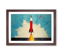 Rocket Minimalism No.2 Framed Print | A2 Walnut Framed Wall Art | Ready to Hang | Minimalist Nature Picture | Living Room Bedroom Lounge Office