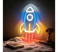 Rocket Neon Sign LED Rocket Neon Sign Light Up for Wall Decor, Dimmable USB Powered Neon Light for Bedroom Living Room Gaming Room Man Cave Home Party Birthday Gift for Teen Boys 10”x5.9”