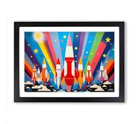 Rocket Op Art Framed Print | A2 Black Framed Wall Art | Ready to Hang | Modern Nature Picture | Living Room Bedroom Lounge Office