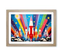 Rocket Op Art Framed Print | A2 Oak Framed Wall Art | Ready to Hang | Modern Nature Picture | Living Room Bedroom Lounge Office