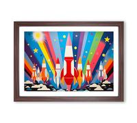 Rocket Op Art Framed Print | A2 Walnut Framed Wall Art | Ready to Hang | Modern Nature Picture | Living Room Bedroom Lounge Office