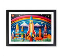 Rocket Op Art No.2 Framed Print | A2 Black Framed Wall Art | Ready to Hang | Modern Nature Picture | Living Room Bedroom Lounge Office