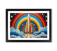 Rocket Op Art No.3 Framed Print | A2 Black Framed Wall Art | Ready to Hang | Modern Nature Picture | Living Room Bedroom Lounge Office