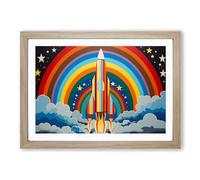Rocket Op Art No.3 Framed Print | A2 Oak Framed Wall Art | Ready to Hang | Modern Nature Picture | Living Room Bedroom Lounge Office