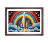 Rocket Op Art No.3 Framed Print | A2 Walnut Framed Wall Art | Ready to Hang | Modern Nature Picture | Living Room Bedroom Lounge Office
