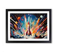 Rocket Orphism Framed Print | A2 Black Framed Wall Art | Ready to Hang | Modern Nature Picture | Living Room Bedroom Lounge Office