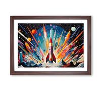 Rocket Orphism Framed Print | A2 Walnut Framed Wall Art | Ready to Hang | Modern Nature Picture | Living Room Bedroom Lounge Office