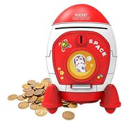 Rocket Piggy Bank, Space Money Box with Large Space, Coin Save Jar with Space, Ornaments Cabin Grancapacity Bandicinated for Girl with Astronaut Rabbit Model