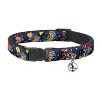 Rocket Power Breakaway Cat Collar With Bell, Plastic Clip, Easy Adjustable, Rocket Power Character Poses Shapes Cool Gray Multi Color, 8.5 to 12 Inches 0.5 Inch Wide