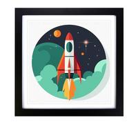 Rocket Precisionism Framed Print | 18x18 Inch Black Framed Wall Art | Ready to Hang | Modern Nature Picture | Living Room Bedroom Lounge Office