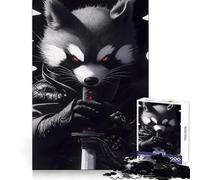 Rocket Raccoon Samurai Animal Jigsaw Puzzles 1000 Piece for Teenagers Pure Logic Toy Gentle Relax Clean Cut Fine Art Piece (50x75cm)