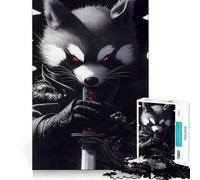 Rocket Raccoon Samurai Animal Jigsaw Puzzles for Adults1000 Piece Mind Game Toy Anxiety Relief Neat Cut Art Collectible (38x52cm)