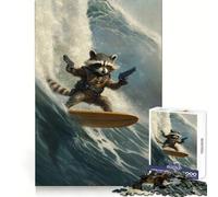 Rocket Raccoon Surfing 1000 Piece Jigsaws for Teenagers Puzzle Smart Game Group Play Image Assembly Wall Art Decor (50x75cm)