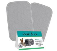 rocket & rex Pet Carrier Pads | Reusable Pee Pads for Dogs and Cat Carrier Pee Pad | Waterproof & Absorbent | Soft Dog and Cat Pads | Pack of 2