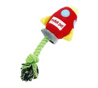 Rocket Shape Dog Squeaker - Red Plush Cotton Rope 34G PP Filling, Lightweight Tug Durable Interactive Play | Health Grinding Tool, Teething Accessory Po