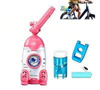 Rocket-Shaped Bubble Machines for Kid,Handheld & Bicycle Use, Rechargeable Bubble Blower with Solution & LED Light,Summer Outdoor Toys,Gift for Boys Girls Age 3-12 Outdoor Activities (Pink)
