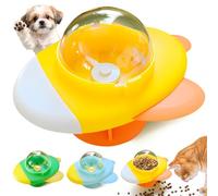 Rocket-Shaped Interactive Cat & Dog Treat Toy - 360° Rotating Slow Feeder Dispenser, Boredom Buster Puzzle Toy for Indoor Cats & Energetic Dogs, Mentally Stimulating Pet Enrichment Toy(Yellow)