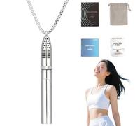 Rocket-Shaped Perfume Bottle Necklace,Unique Breathing Resistance Necklace with Filter,Anxiety Relief Breathing Necklace,Mindful Breathing Necklace,Portable Deep Breathing Me/Ditation Tools