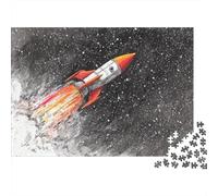 Rocket Ship in Space Jigsaw Puzzles Puzzles for Adults Kids. 1000 Piece Great Gifts Challenge Toy Educational Game Home Decoration for Adults& Kids Age 14 Years Up 38x26cm/1000pcs