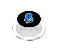 Rocket Ship Number 8 Birthday Boy Girl Space Party Kids 8th PopSockets PopGrip for MagSafe