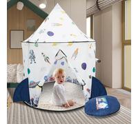 Rocket Ship Play Tent for Kids Boy Girl Pop Up Playhouse Portable Children Play Tent Foldable Indoor Outdoor Games Tent with Storage Bag Space Rocket Toys for Kids Toddlers Birthday Party Gift