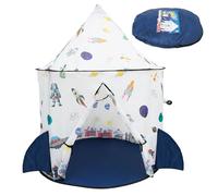 Rocket Ship Play Tent - Indoor Outdoor Foldable Spaceship Playhouse for Toddlers and Kids - Portable Polyester With Storage Bag