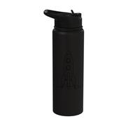 Rocket Silhouette Bold Space Exploration Outline Stainless Steel Insulated Water Bottle