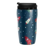 Rocket Snowflake Coffee Cup Reusable Travel Mug Double Wall Thermal Insulated with Lid Hot Cold Drinks