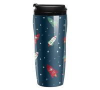 Rocket Snowflake Coffee Cup Reusable Travel Mug Double Wall Thermal Insulated with Lid Hot Cold Drinks
