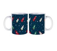 Rocket Snowflake White Coffee Mugs Gloss Ceramic Cappuccino Cups with Handle