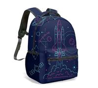 Rocket Space Kids 16 Inch Backpack All Over Print Childrens Galaxy Planet School Bag Vibrant Cosmic Adventure (03)