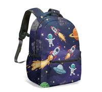 Rocket Space Kids 16 Inch Backpack All Over Print Childrens Galaxy Planet School Bag Vibrant Cosmic Adventure (07)