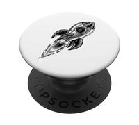 Rocket Space Ship Cartoon Spaceship Vintage Illustration PopSockets Swappable PopGrip