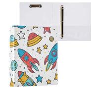 Rocket Star Planet White 3 Ring Binder 1.5 Inch Ring Binders with Clear View Binder Organizer for School Office Home, Holds 200 Sheets, Fit A4 Letter Size Paper, 2 Pack