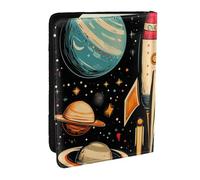 Rocket Star Printed Passport Holder,Travel Pu Leather Passport Cover Case Organiser for Men Women,6.5 Inch