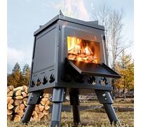 Rocket Stove Portable Detachable Black 1 Piece for Outdoor Camping